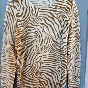 J. McLaughlin Animal Print Sweater in Cream and Brown